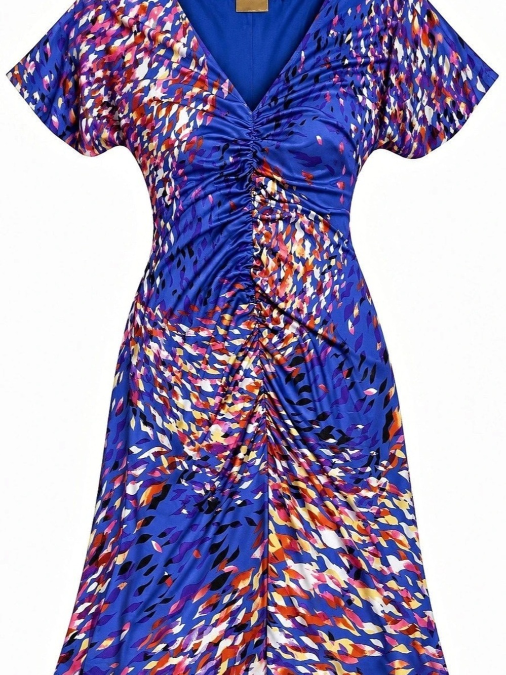Alberto Makali Abstract Ruched Mini Dress in Blue Size Small